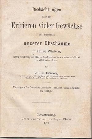 Beobachtungen über das Erfrieren vieler Gewächse und namentlich unserer Obstbäume in kalten Winte...