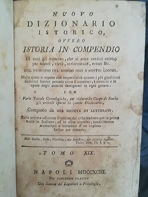 Nuovo dizionario istorico, ovvero Istoria in compendio (.). XIX.