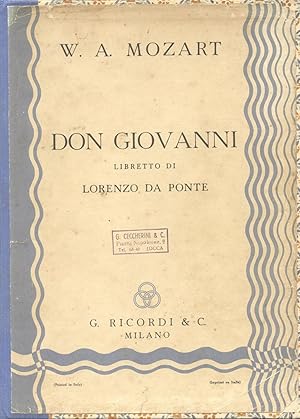 Immagine del venditore per DON GIOVANNI (1787). Dramma giocoso in due atti. Libretto di Lorenzo Da Ponte. Opera completa per Canto e Pianoforte (Pl.n31163-31192). venduto da studio bibliografico pera s.a.s.