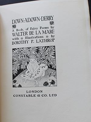Seller image for Down-Adown-Derry a Book of Fairy Poems. With Illustrations by Dorothy L. Lathrop. for sale by Bristow & Garland
