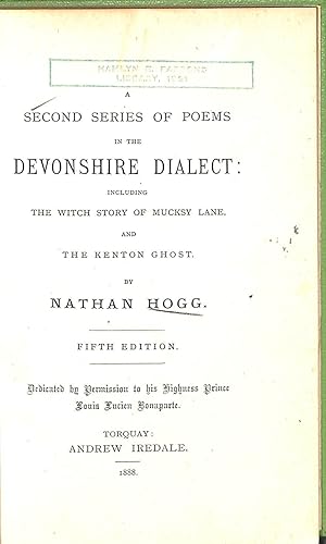 Seller image for A second series of poems in the Devonshire dialect for sale by WeBuyBooks