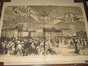 Image du vendeur pour 1876 Harper's Weekly Engraving of "The Centennial--Interior of the Main Building, Near the Music Stand, Looking East" - United States Centennial Celebration mis en vente par rareviewbooks