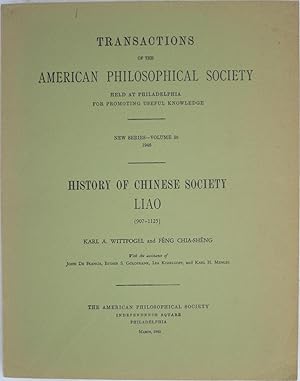 Imagen del vendedor de History of Chinese Society: Liao (907 - 1125) [Transactions of the American Philosophical Society, New Series--Volume 36, 1946) a la venta por Powell's Bookstores Chicago, ABAA