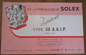 Le Carburateur Solex Inversé Type 30 A.A.I.P. (double corps)