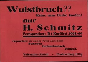 Ansichtskarte / Postkarte Vulkanisier Anstalt H. Schmitz, Neubereifung bei Wulstbruch