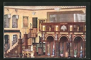 Bild des Verkufers fr Ansichtskarte Titania`s Palace, Hall of the Fairy Kiss, Puppenhaus, Mbel zum Verkauf von Bartko-Reher
