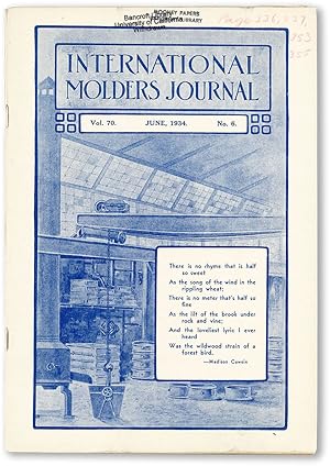 International Molders Journal. Vol. 70 no.6 (June, 1934)