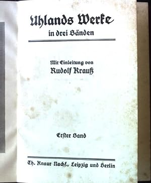 Seller image for Uhlands Werke in drei Bnden. 1. Band. for sale by books4less (Versandantiquariat Petra Gros GmbH & Co. KG)