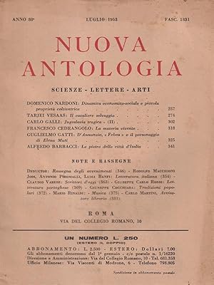 Seller image for Nuova antologia Scienze, lettere, arti. Luglio 1953 for sale by Librodifaccia