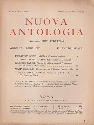 Bild des Verkufers fr Nuova antologia anno 77 1 luglio 1942 zum Verkauf von Librodifaccia