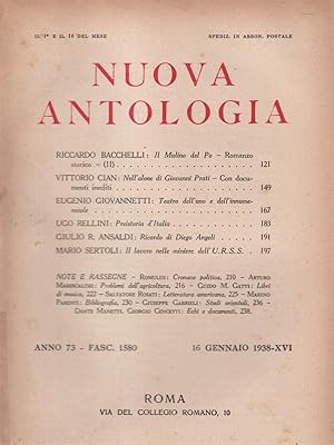 Bild des Verkufers fr Nuova antologia anno 73 16 gennaio 1938 zum Verkauf von Librodifaccia