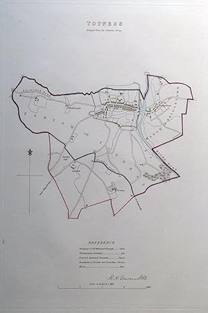 Antique Map TOTNES, DEVON, UK, Street Plan, Dawson Original 1832