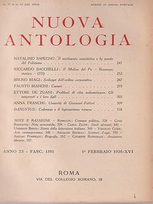 Bild des Verkufers fr Nuova antologia anno 73 1 febbraio 1938 zum Verkauf von Librodifaccia