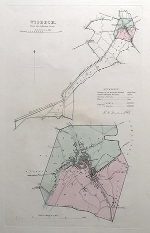 Antique Map WISBECH, CAMBRIDGESHIRE, UK, Street Plan, Dawson Original 1832