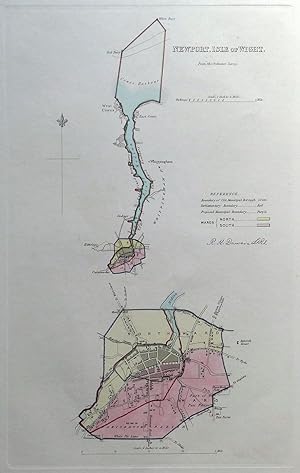 Antique Map NEWPORT, ISLE of WIGHT, Street Plan, Dawson Original 1832