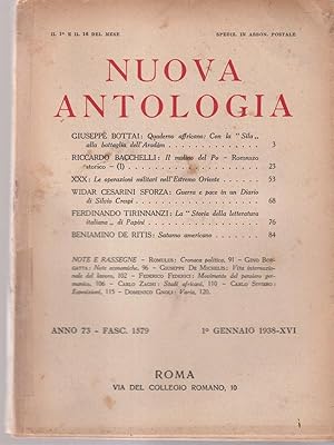 Bild des Verkufers fr Nuova antologia anno 73 1 gennaio 1938 zum Verkauf von Librodifaccia