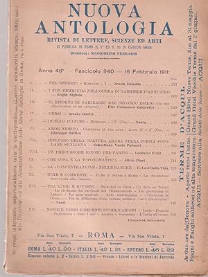 Seller image for Nuova antologia rivista di lettere scienze ed arti 16 febbraio 1911 for sale by Librodifaccia