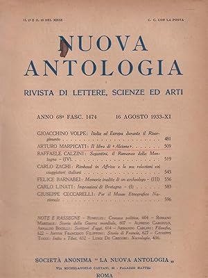 Seller image for Nuova antologia rivista di lettere scienze ed arti 16 agosto 1933 for sale by Librodifaccia