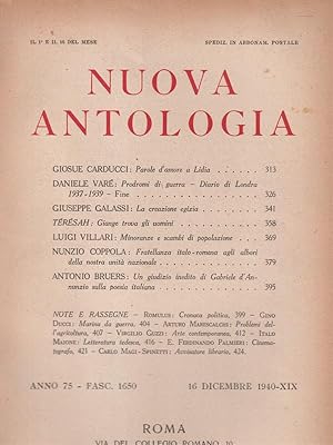 Bild des Verkufers fr Nuova antologia anno 75 16 dicembre 1940 zum Verkauf von Librodifaccia