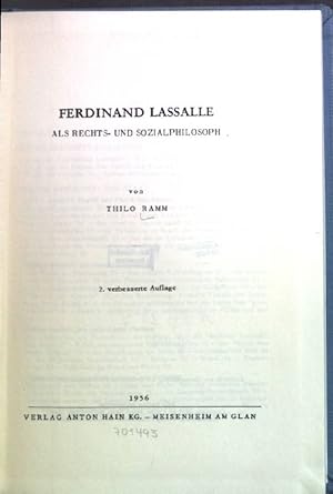 Bild des Verkufers fr Ferdinand Lassalle als Rechts- und Sozialphilosoph Schriften zur Geschichte und Theorie des Sozialismus Band I zum Verkauf von books4less (Versandantiquariat Petra Gros GmbH & Co. KG)