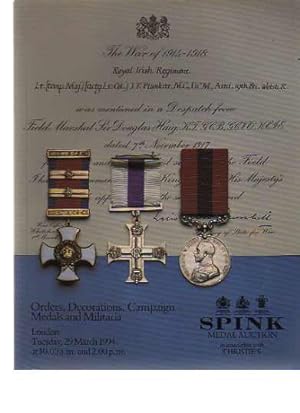 Spink March 1994 Orders, Decorations, Campaign Medals & Militaria