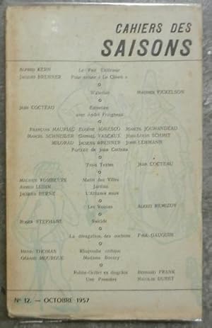 Imagen del vendedor de Cahier des saisons. N 12, octobre 1957. a la venta por Librairie les mains dans les poches