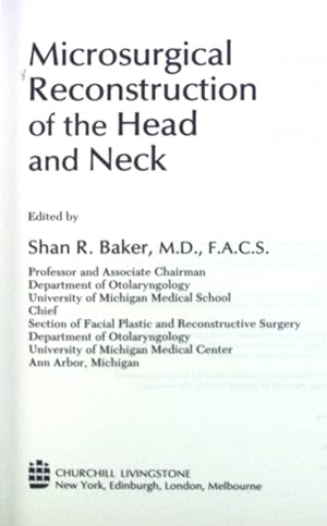 Seller image for Microsurgical Reconstruction of the Head and Neck. for sale by books4less (Versandantiquariat Petra Gros GmbH & Co. KG)