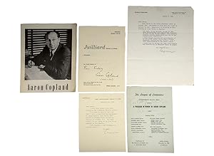 Aaron Copland Autograph Letters and Programs Signed.