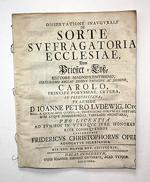 Dissertatione Inaugurali de Sorte Suffragatoria Ecclesiae vom Priester-Loß, Rectore Magnificentis...