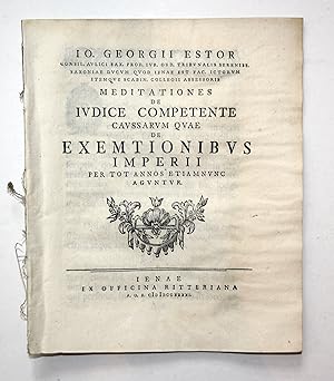 Meditationes de Iudice Competente Caussarum quae de Exemtionibus Imperii per tot annos etiamnunc ...