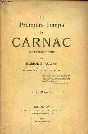 Seller image for Les premiers temps de Carnac (rcit prhistorique). for sale by Le-Livre