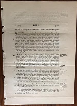 Bill. An Act to incorporate the Canada Central Railway Company. No. 161] [1860]