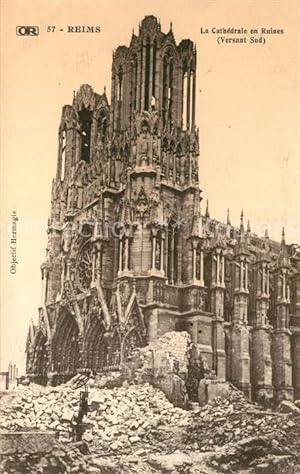 Postkarte Carte Postale 13587754 Reims Champagne Ardenne Cathedrale en Ruines Reims Champagne Ard...