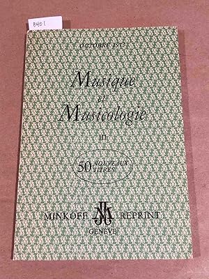 Imagen del vendedor de Musique et Musicologie III Octobre 1973 a la venta por Carydale Books