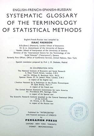 Image du vendeur pour Systematic Glossary of the Terminology of Statistical Methods. mis en vente par books4less (Versandantiquariat Petra Gros GmbH & Co. KG)