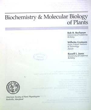 Immagine del venditore per Biochemistry & Molecular Biology of Plants. venduto da books4less (Versandantiquariat Petra Gros GmbH & Co. KG)