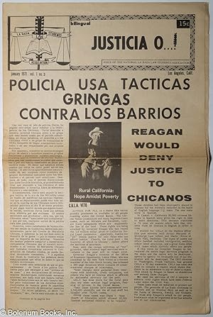 Justicia O.! voice of the National La raza Law Students Association vol. 1, #3, January 1971: Pol...