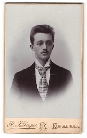 Bild des Verkufers fr Fotografie Richard Klinger, Klingenthal V., Portrait junger Herr mit karierter Krawatte zum Verkauf von Bartko-Reher