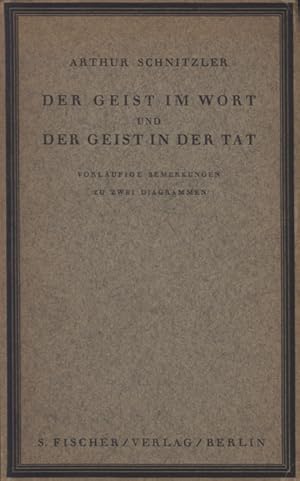 Bild des Verkufers fr Der Geist im Wort und der Geist in der Tat. Vorlufige Bemerkungen zu zwei Diagrammen. zum Verkauf von Georg Fritsch Antiquariat