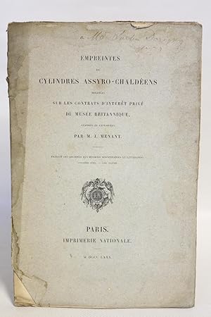 Empreintes de cylindres assyro-chaldéens relevées sur les contrats d'intérêt privé du musée brita...