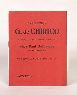 Bild des Verkufers fr Catalogue d'invitation  l'exposition G. de Chirico  la galerie Paul Guillaume zum Verkauf von Librairie Le Feu Follet