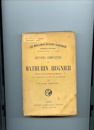 Bild des Verkufers fr OEUVRES COMPLTES DE MATHURIN REGNIER revues sur les ditions originales ,avec Prface , Notes et Glossaire par Pierre JANNET zum Verkauf von Librairie CLERC