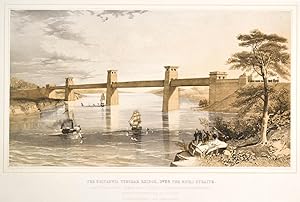 MENAI BRIDGE/Wales. "The Britannia Tubular Bridge, over the Menai Straits". Ansicht der Eisenbahn...