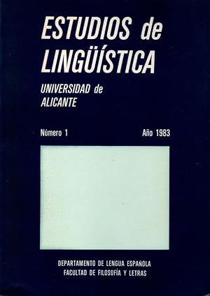 Seller image for Estudios de Linguistica,N1,Ano 1983 for sale by JP Livres