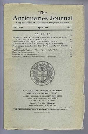 Imagen del vendedor de The Antiquaries Journal, Being the Journal of the Society of Antiquaries of London, Vol XVIII, No. 2, April 1938 a la venta por Bailgate Books Ltd