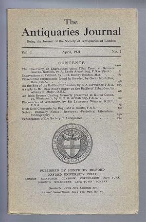 Seller image for The Antiquaries Journal, Being the Journal of the Society of Antiquaries of London, Vol I, No. 2, April 1921 for sale by Bailgate Books Ltd