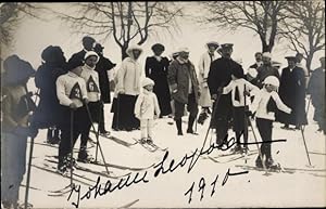 Foto Ansichtskarte / Postkarte Erbprinz Johann Leopold von Sachsen Coburg Gotha, Ski, 1910, Hands...