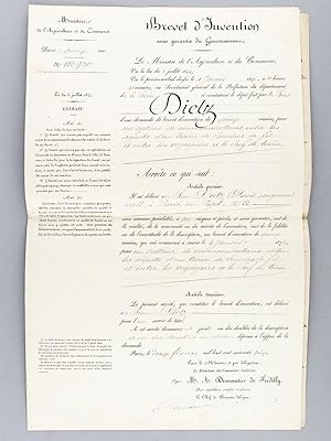 Brevet d'Invention accordé le 4 janvier 1876 à M. David Dietz, ingénieur civil, pour un système s...