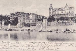 Image du vendeur pour Strand m. Hotel am Meer. Ansichtskarte in Lichtdruck. Abgestempelt Sassnitz 21.07.1906. mis en vente par Antiquariat Heinz Tessin