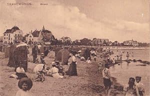 Strand. Ansichtskarte in bräunlichem Lichtdruck. Abgestempelt Travemünde 24.06.1912.